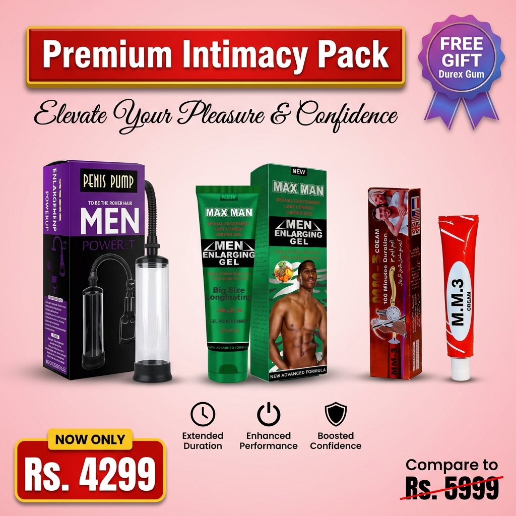 Penis Pump + Maxman Enlarging Gel Combo Deal – Male Performance & Size Support Bundle | FREE MM3 Cream Inside | Discreet Delivery in Pakistan