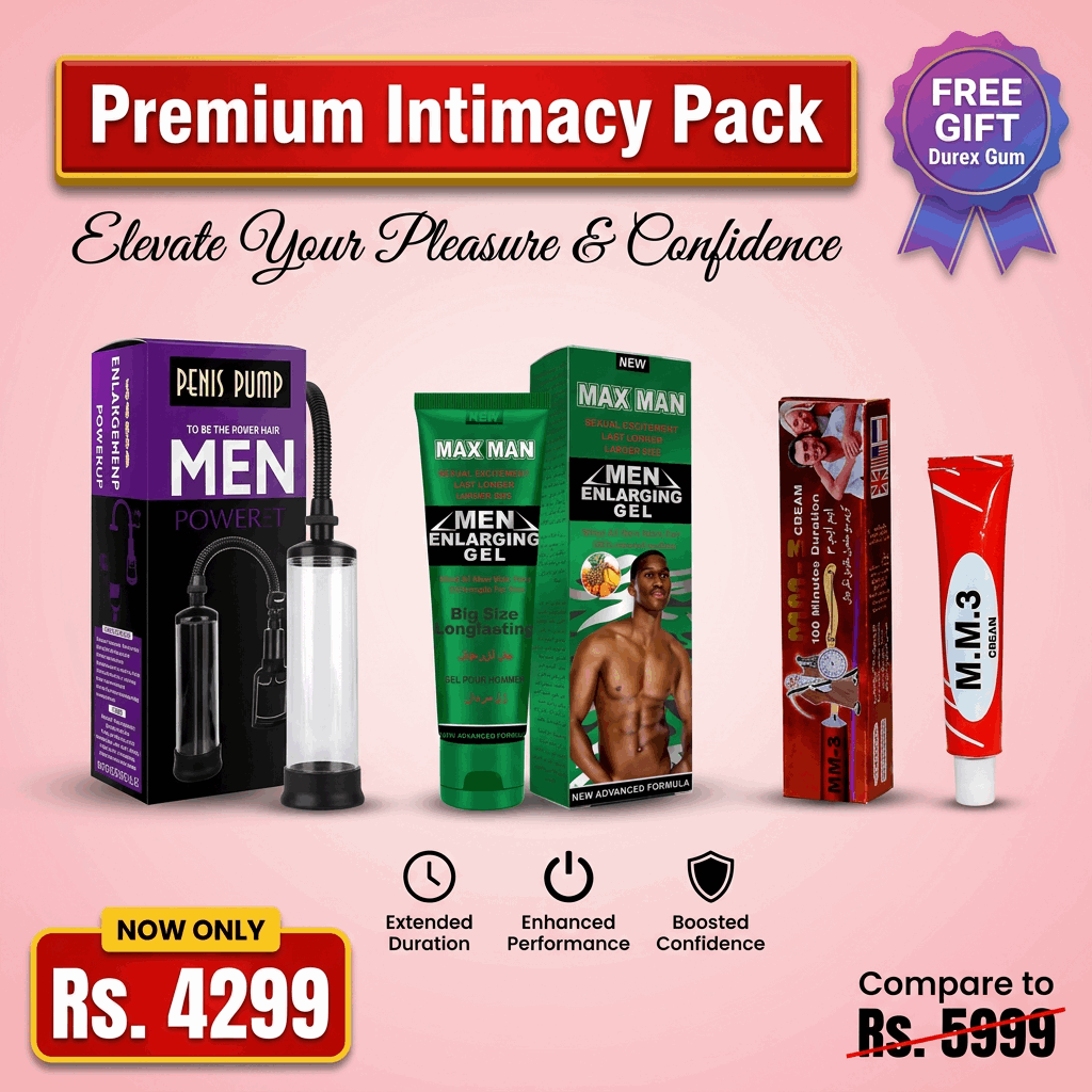 Penis Pump + Maxman Enlarging Gel Combo Deal – Male Performance & Size Support Bundle | FREE MM3 Cream Inside | Discreet Delivery in Pakistan