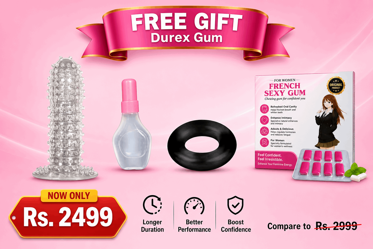 Crystal Condoms + Delay Ring Combo Pack – Performance & Protection Bundle | FREE French Gum Inside | Discreet Delivery in Pakistan