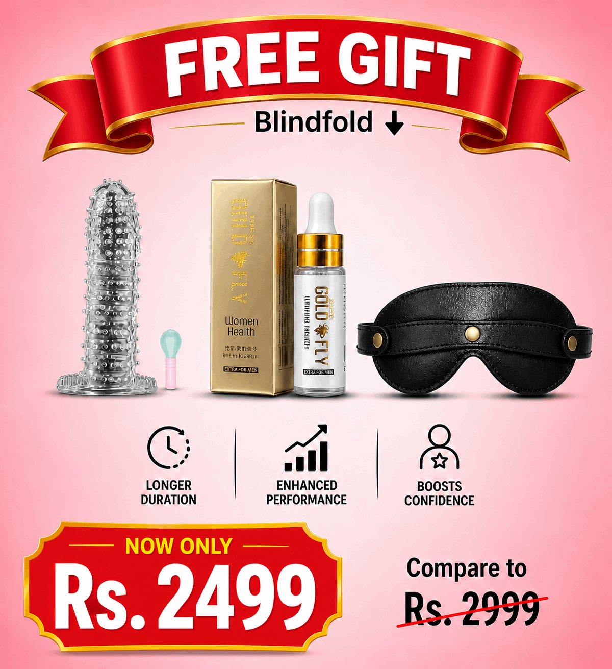 Crystal Reusable Washable Condoms + Goldfly Drops for Women Combo Deal – FREE Blindfold Gift Inside | Intimate Wellness Bundle | Discreet Delivery in Pakistan