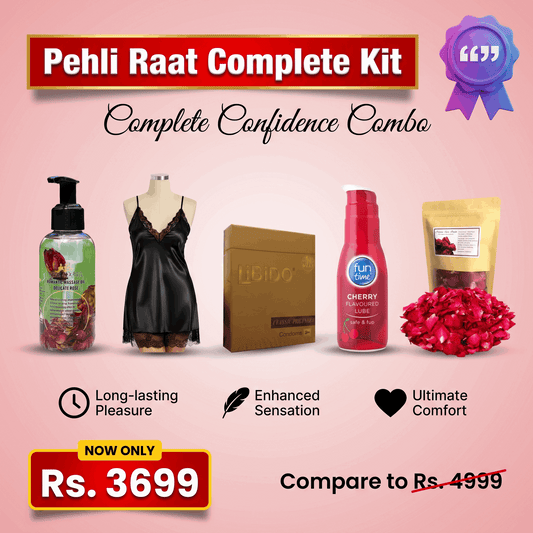 Pehli Raat Complete Kit — Nighty + Timing Condom + Massage Oil | Wedding Night Bundle Pakistan