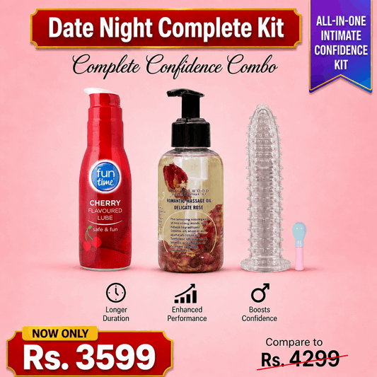 Date Night Deal — Massage Oil + Crystal Condom + Lubricant | Couples Date Night Kit Pakistan COD