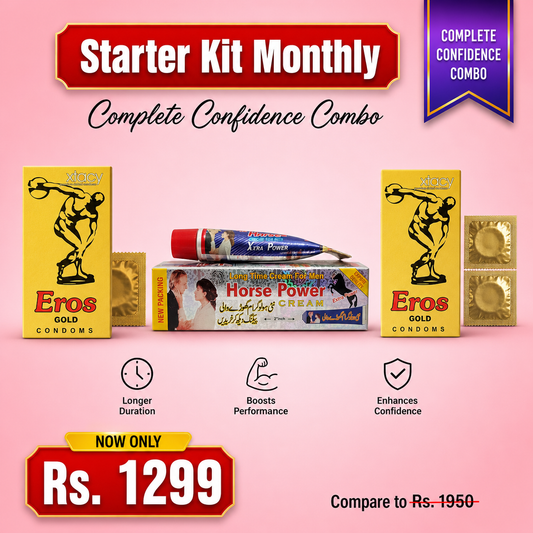 Premium Intimacy Combo Deal - ros Condoms 12s + Horse Power Delaying Cream
