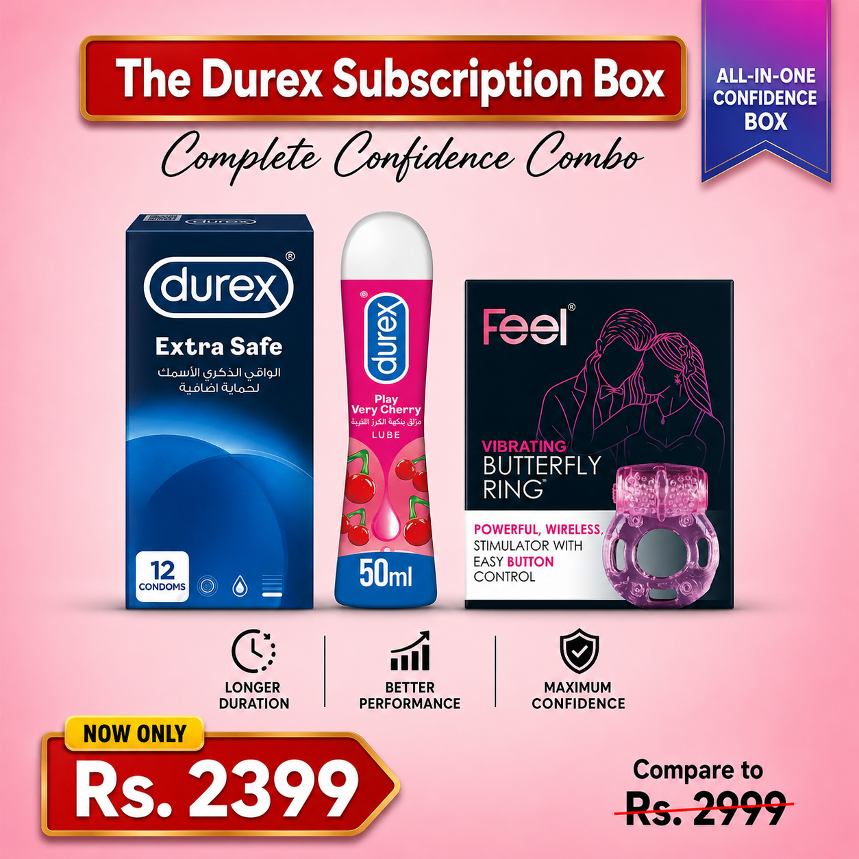 Durex Condoms 12s + Durex Gel 50ml + Vibrating Ring | Couples Bundle Pakistan | COD Available