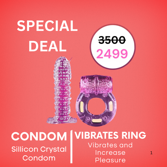 Crystal Reusable Washable Condom Plus Vibrating Ring - Vibrating Deal