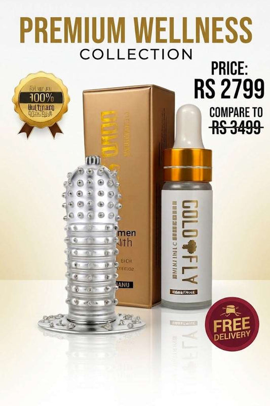 Gold Fly Drops for Women with Crystal Condoms Combo Pack – Intimate Wellness Bundle | Buy Online in Pakistan | COD Available